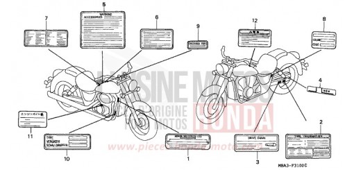 ETIQUETTE DE PRECAUTIONS VT750C2W de 1998